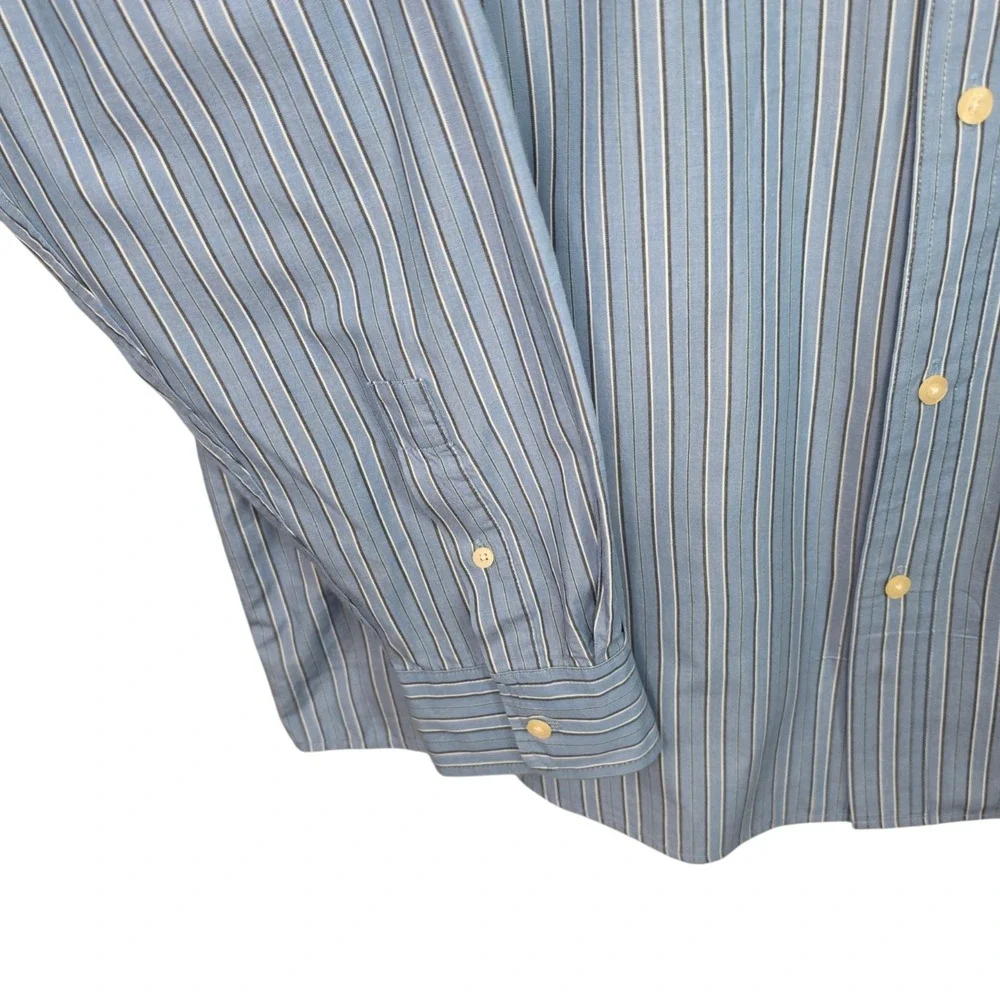 Chaps Shirt Mens XL Blue Striped Button Down‎ Easy Care Cotton Blend Casual